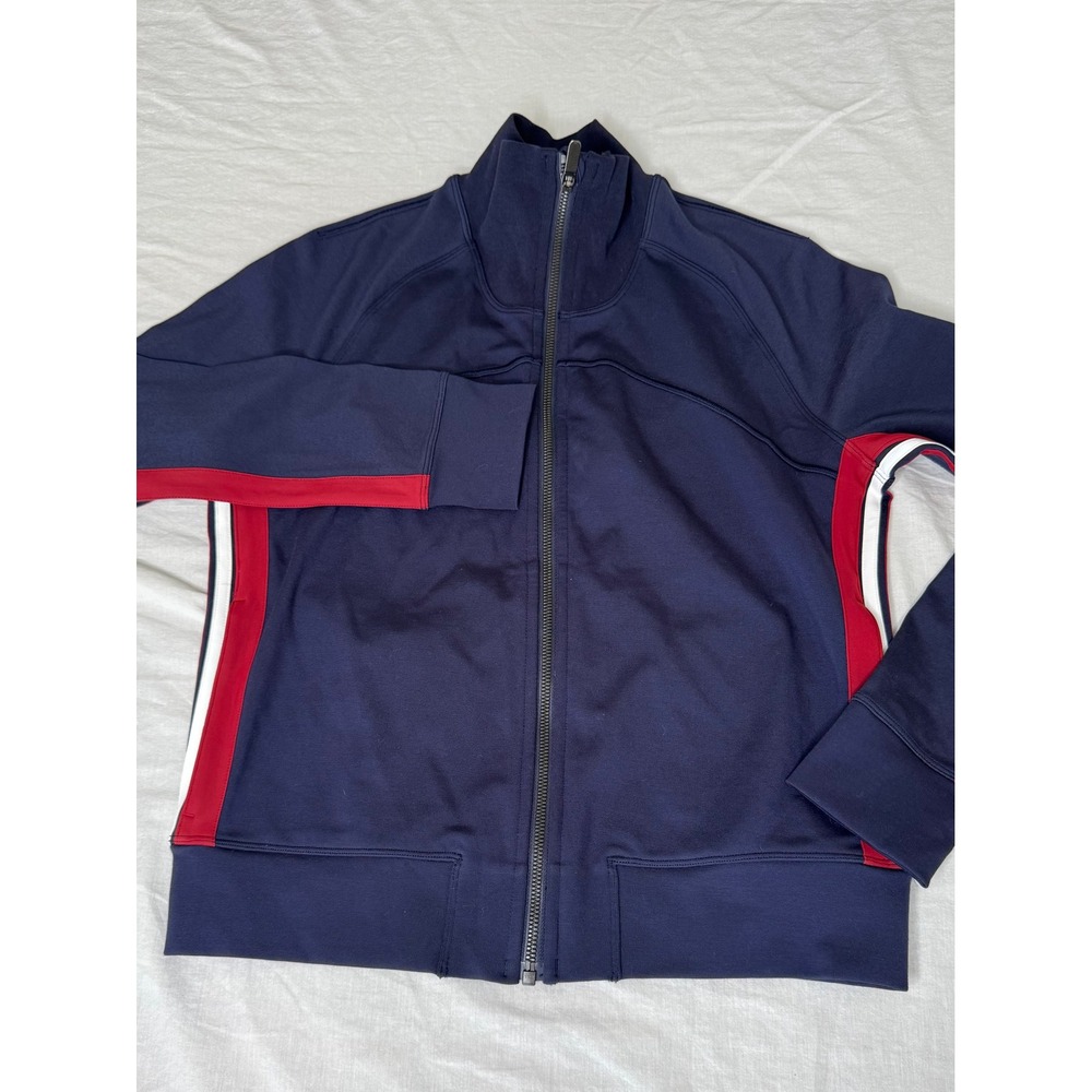 Lululemon Womens Size 6 Navy Red White Track Jacket Full Zip Y2K Vintage Stripe